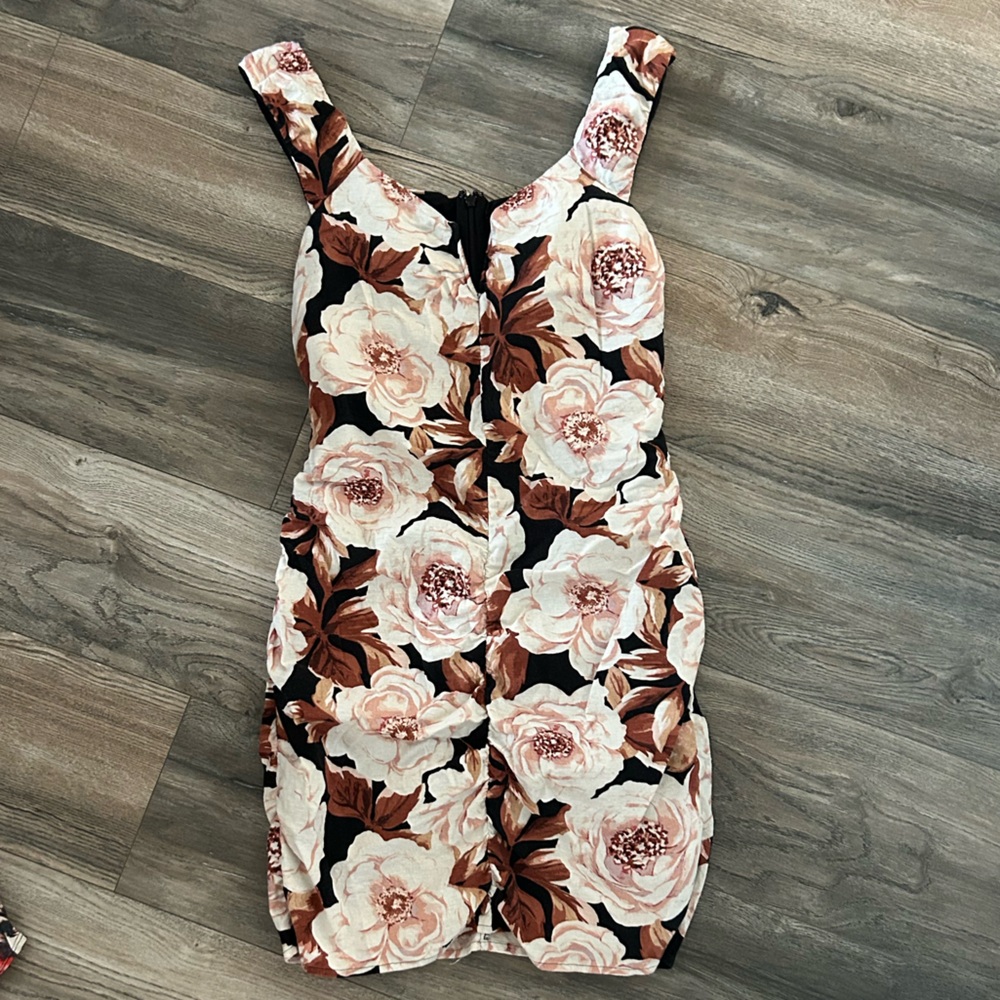 Express floral rouched sides tank mini dress women’s size medium